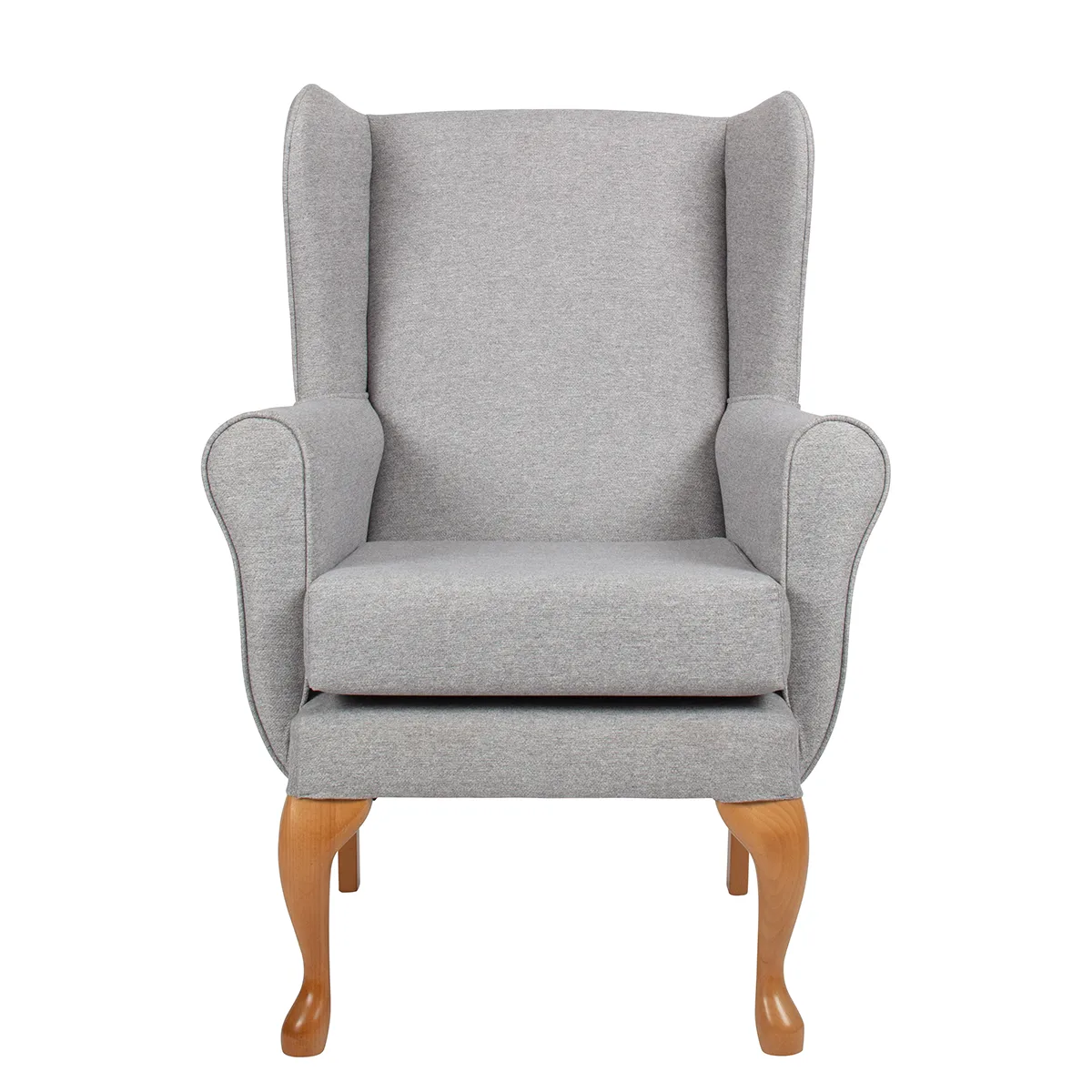 Queen Anne Fireside Chair Stone Grey Front View.jpg